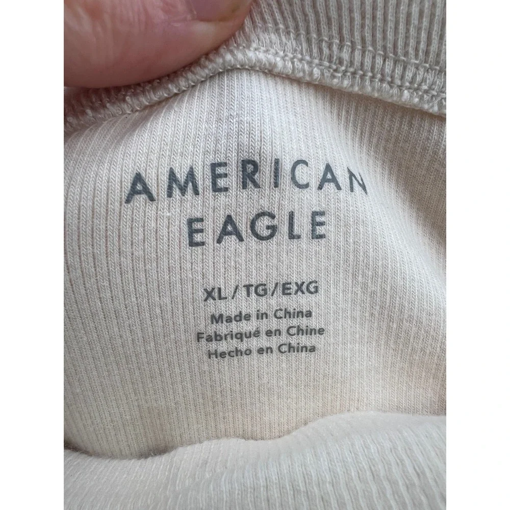 American Eagle Cream Ribbed Strapless Mini Dress Built In Shorts Romper XL - Picture 7 of 7